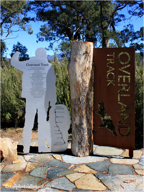 Overland Track monument near Lake St Clair